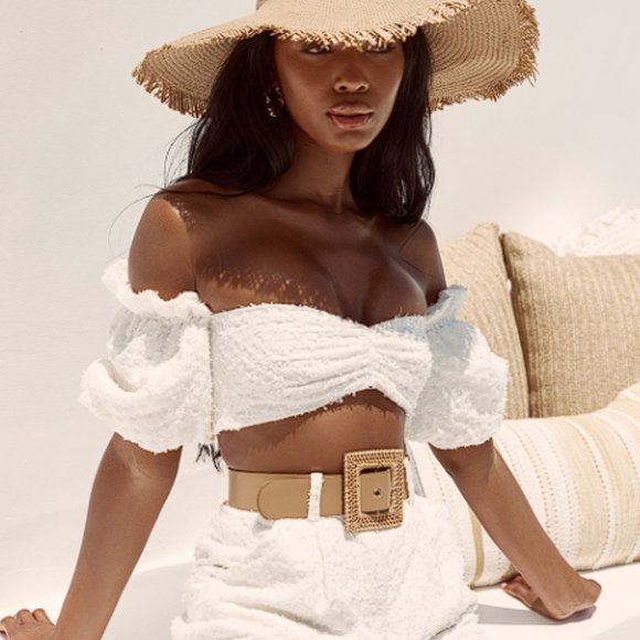 House of CB Accessories - House of CB 'Fauna' Tan + White Rattan Belt